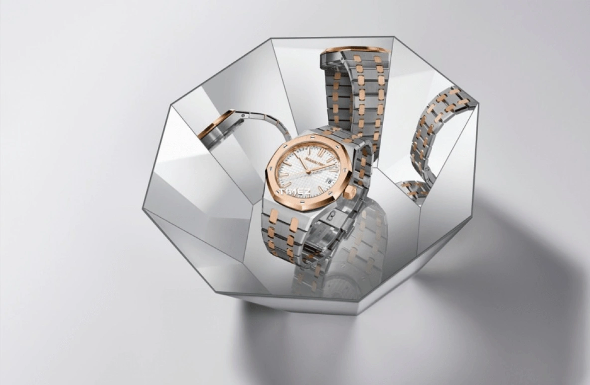 Audemars Piguet,Royal Oak 37mm,37mm,Stainless Steel,Rose Gold,Silver,White,Automatic,Day,60hours,15550SR,15550SR.OO.1356SR.02