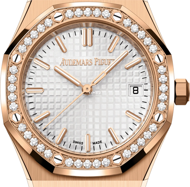 Audemars Piguet,Royal Oak 34mm,34mm,Rose Gold,Silver,White,Automatic,Day,50hours,77451OR,77451OR.ZZ.1361OR.03