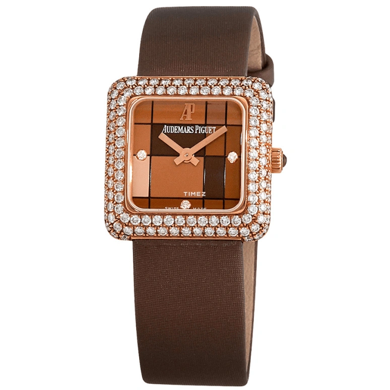 Audemars Piguet,Other 24.80mm,24.80mm,Rose Gold,Coffee,Brown,Handwound,Sapphire,Square,77215OR,77215OR.ZZ.A080SU.01