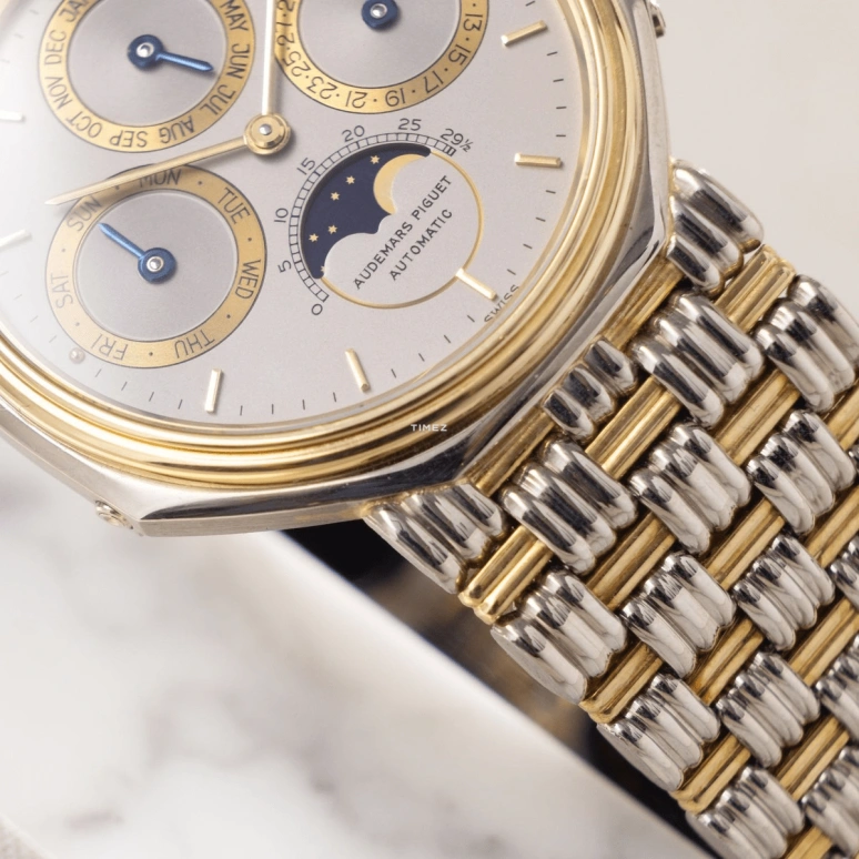 Audemars Piguet,Other 36mm,36mm,White Gold,Yellow Gold,Silver White,Automatic,Moonphase,Perpetual Calendar,Month,Date,40hours,In-house Caliber,5557CA