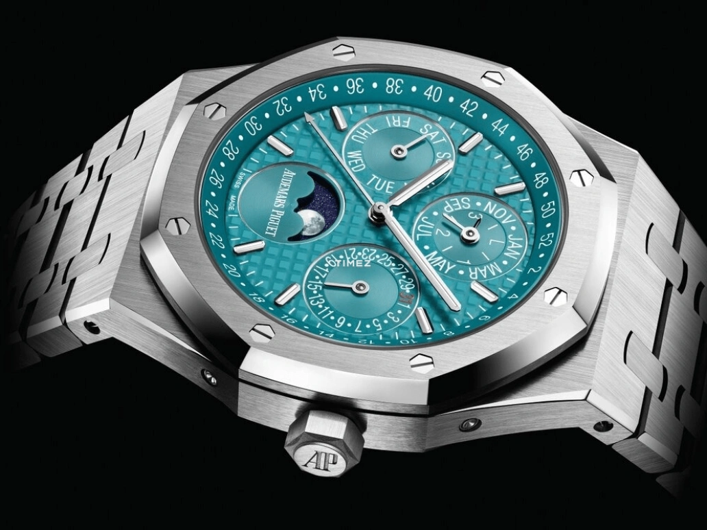 Audemars Piguet,Royal Oak 41mm,41mm,Stainless Steel,Turquoise,Automatic,Moonphase,Perpetual Calendar,Leap Year,Month,40hours,In-house Caliber,26613ST,26613ST.OO.1220ST.01