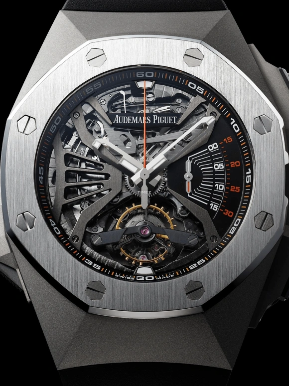 Audemars Piguet,Royal Oak Concept 44mm,44mm,Stainless Steel,Black,Skeleton,Handwound,Chronograph,Tourbillon,Minute Repeater,26577ST,26577ST.OO.D002CA.01