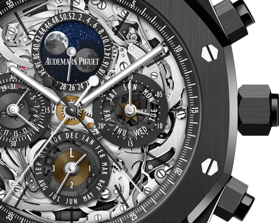 Audemars Piguet,Royal Oak 44mm,44mm,Ceramic,Black,Skeleton,Automatic,Chronograph,Moonphase,Perpetual Calendar,Leap Year,45hours,In-house Caliber,John Mayer,26605CE,26605CE.OO.1248CE.01