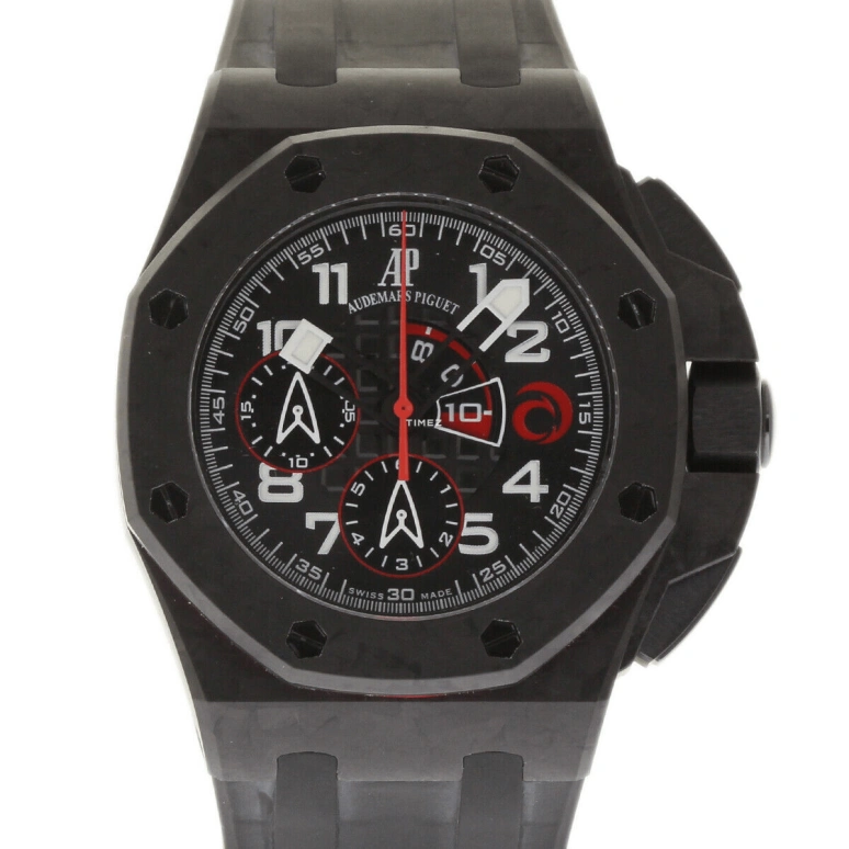 Audemars Piguet,Royal Oak Offshore 44mm,44mm,Titanium,Carbon,Stainless Steel,Black,Automatic,Chronograph,Power Reserve Indicator,26062,26062.FS.OO.A002.CA.01