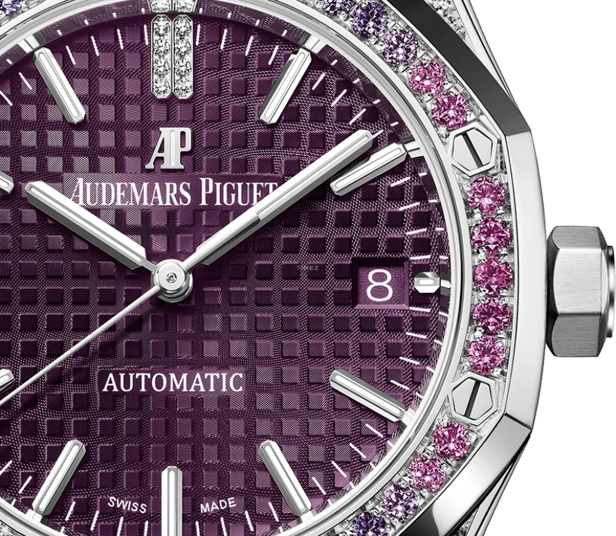Audemars Piguet,Royal Oak 37mm,37mm,White Gold,Purple,Automatic,Day,60hours,15452BC,15452BC.ZY.D600CR.01