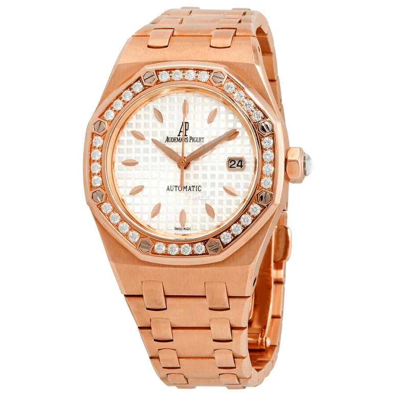 Audemars Piguet,Royal Oak 33mm,33mm,Rose Gold,White,Silver,Automatic,Day,40hours,77321OR,77321OR.ZZ.1230OR.01.A