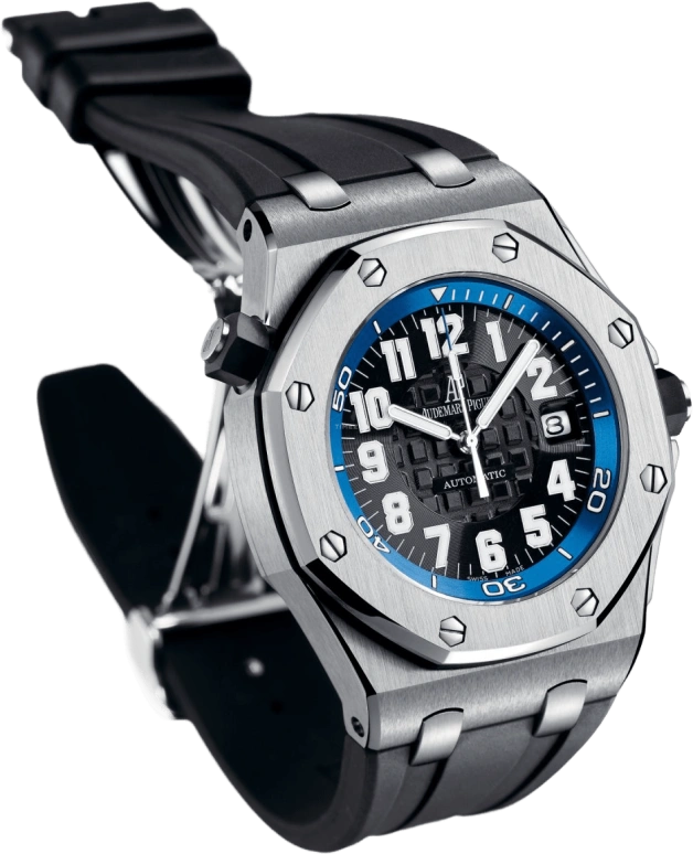 Audemars Piguet,Royal Oak Offshore 42mm,42mm,Stainless Steel,Black,Grey,Automatic,Day,38hours,15701ST,15701ST.OO.D002CA.02