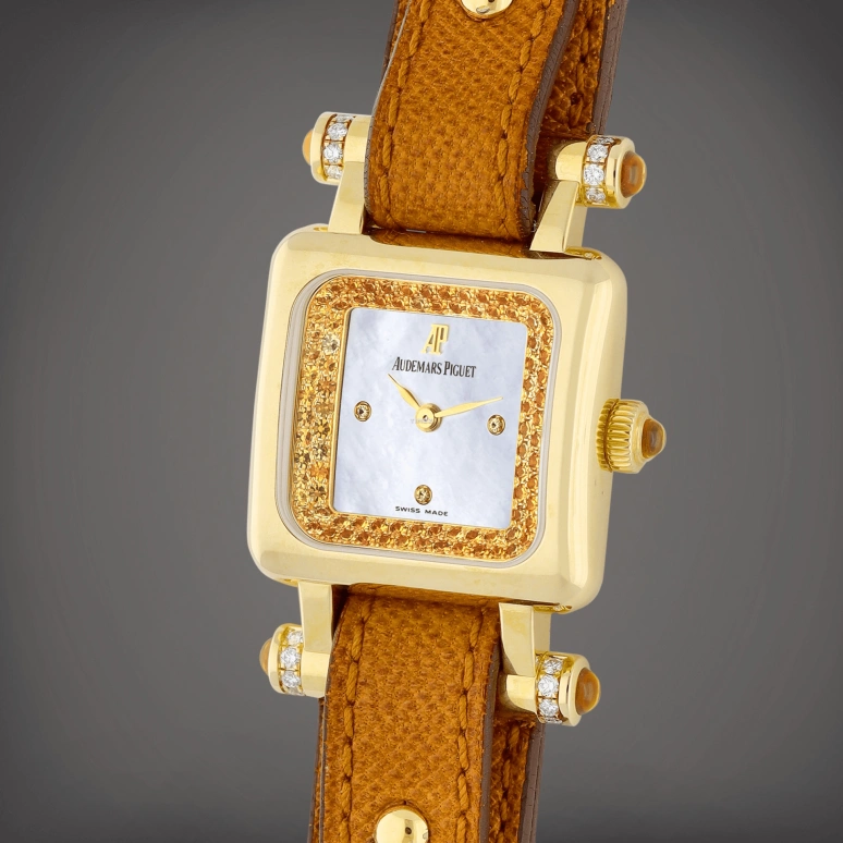 Audemars Piguet,Millenary 28mm,28mm,Yellow Gold,White,Quartz,Sapphire,Crystal Glass,Square,67420BA,67420BA.ZQ.A082CU.01