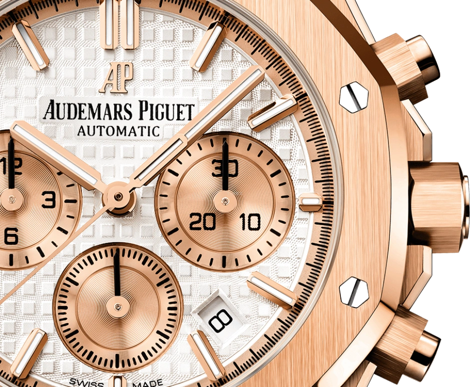 Audemars Piguet,Royal Oak 38mm,38mm,Rose Gold,Silver,White,Rose Gold,Automatic,Chronograph,Day,26315OR,26315OR.OO.1256OR.01