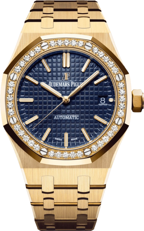 Audemars Piguet,Royal Oak 37mm,37mm,Yellow Gold,Blue,Automatic,Day,60hours,15451BA,15451BA.ZZ.1256BA.01