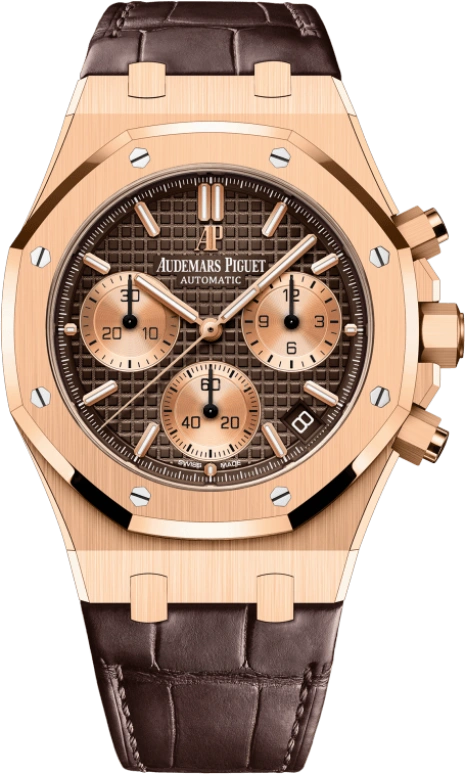 Audemars Piguet,Royal Oak 41mm,41mm,Rose Gold,Rose Gold,Coffee,Brown,Automatic,Chronograph,Day,26239OR,26239OR.OO.D821CR.01