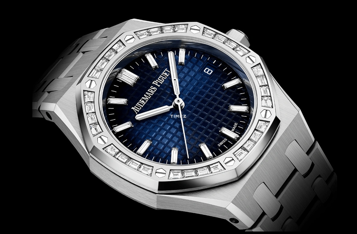 Audemars Piguet,Royal Oak 34mm,34mm,White Gold,Blue,Automatic,Day,50hours,77451BC,77451BC.ZZ.1261BC.01