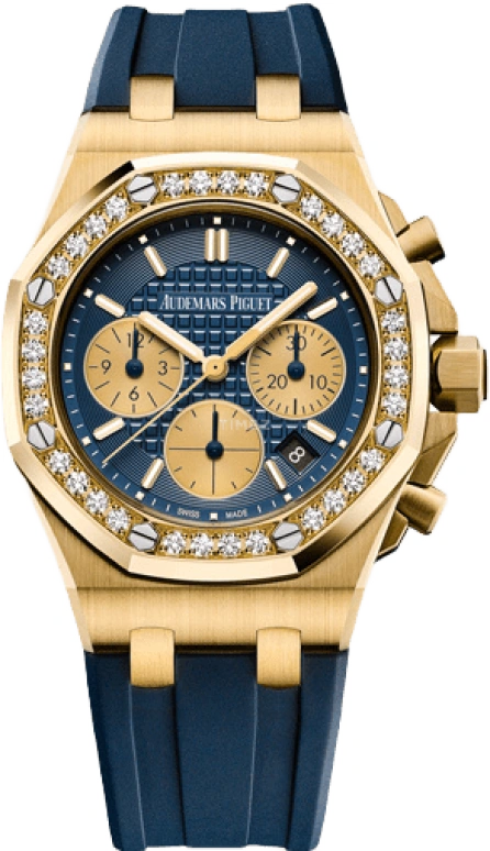Audemars Piguet,Royal Oak Offshore 37mm,37mm,Yellow Gold,Blue,Automatic,Chronograph,Day,26231BA,26231BA.ZZ.D027CA.01