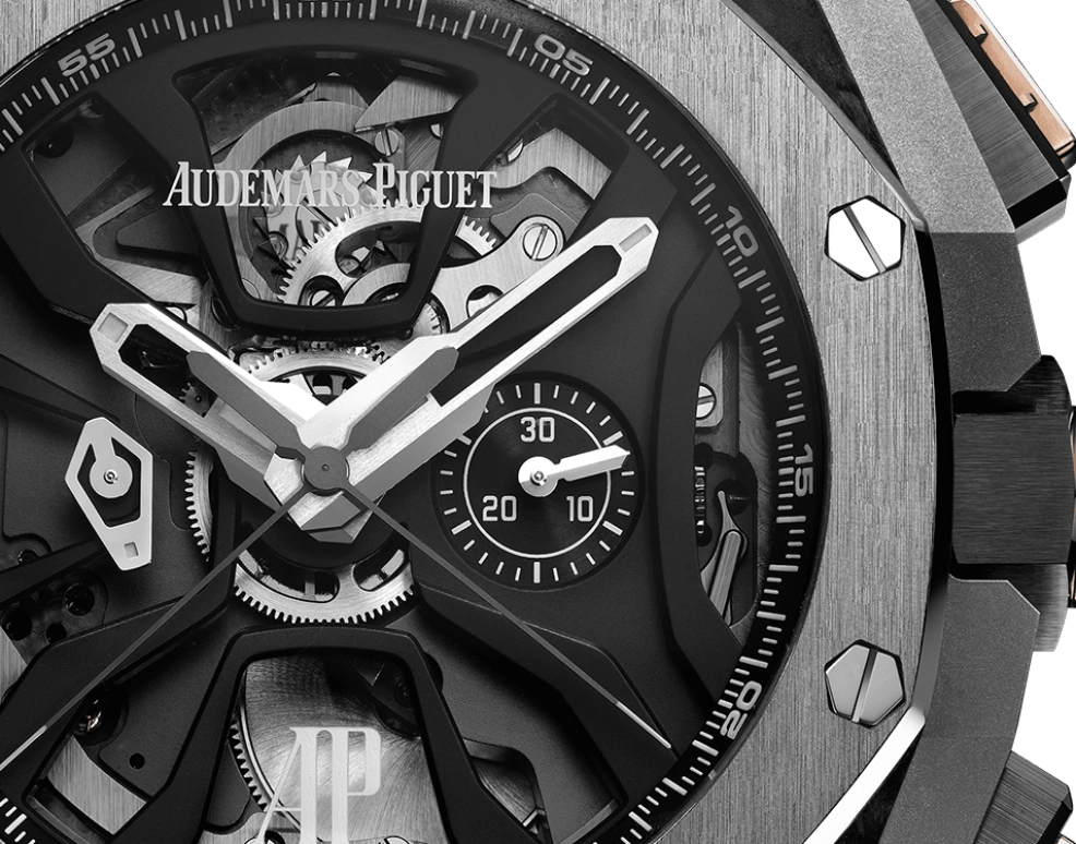 Audemars Piguet,Royal Oak Concept 44mm,44mm,Forged Carbon,Skeleton,Black,Handwound,Chronograph,Rattrapante,26221FT,26221FT.OO.D002CA.01