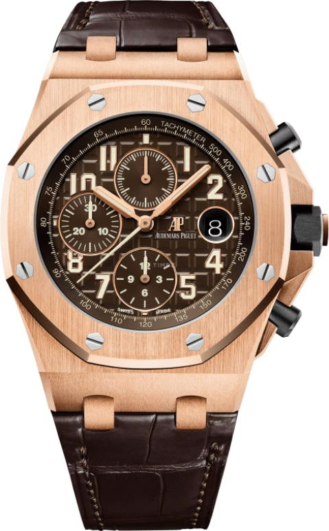 Audemars Piguet,Royal Oak Offshore 42mm,42mm,Pink Gold,Ceramic,Brown,Automatic,Chronograph,Day,26470OR,26470OR.OO.A099CR.01
