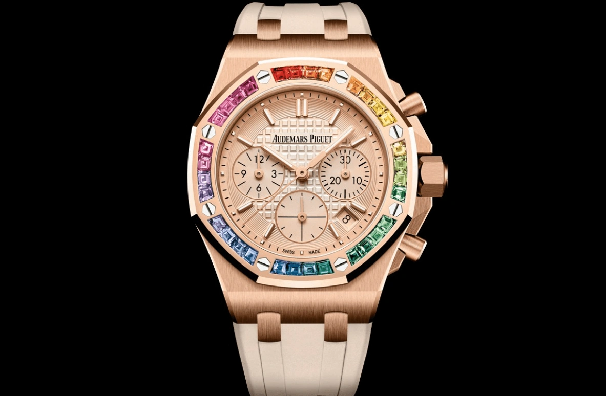 Audemars Piguet,Royal Oak Offshore 37mm,37mm,Pink Gold,Beige,Rose Gold,Automatic,Chronograph,Day,26236OR,26236OR.YY.D085CA.01