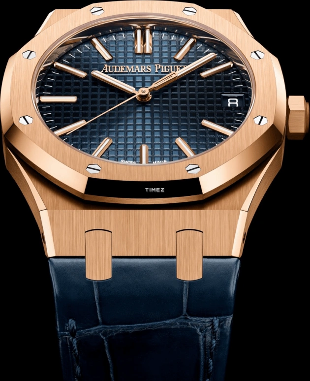 Audemars Piguet,Royal Oak 41mm,41mm,Rose Gold,Blue,Automatic,Day,70hours,15510OR,15510OR.OO.D315CR.02