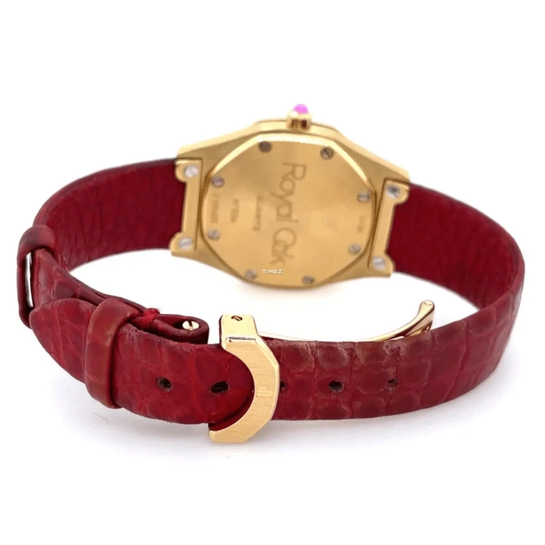 Audemars Piguet,Royal Oak 28mm,28mm,Yellow Gold,Red,Quartz,Day,Sapphire,77151BA Red