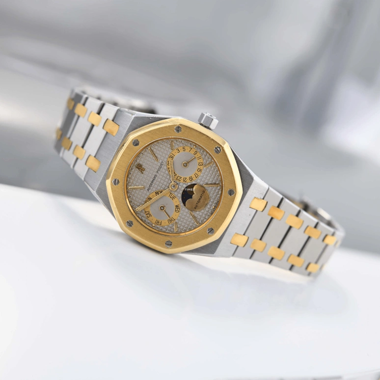 Audemars Piguet,Royal Oak 36mm,36mm,Stainless Steel,Yellow Gold,Grey,Automatic,Moonphase,Date,Day,25594SA