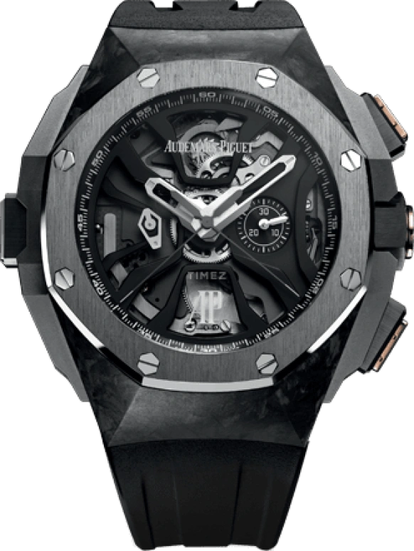 Audemars Piguet,Royal Oak Concept 44mm,44mm,Forged Carbon,Skeleton,Black,Handwound,Chronograph,Rattrapante,26221FT,26221FT.OO.D002CA.01