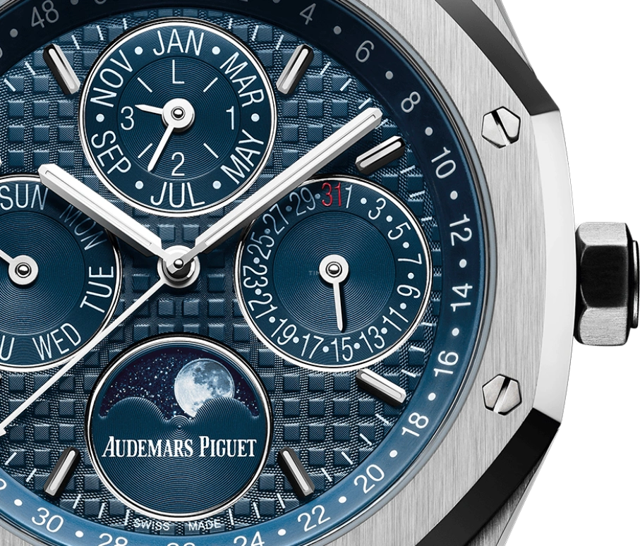 Audemars Piguet,Royal Oak 41mm,41mm,Stainless Steel,Blue,Automatic,Moonphase,Perpetual Calendar,Month,Date,40hours,In-house Caliber,26574ST,26574ST.OO.1220ST.02
