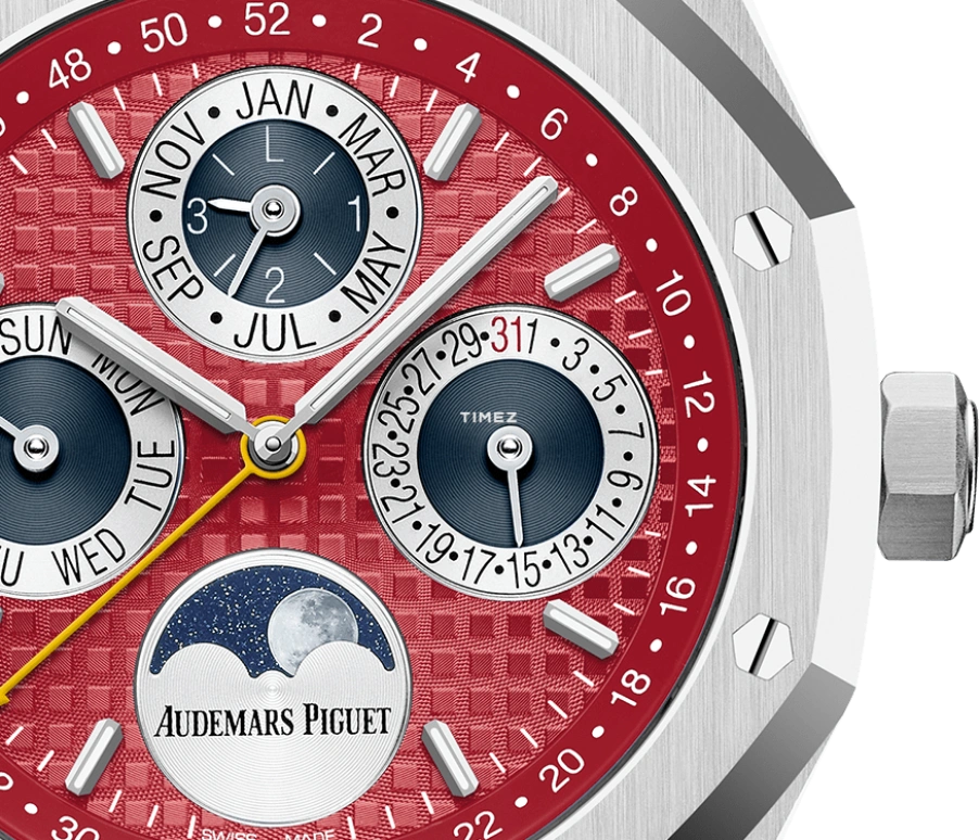 Audemars Piguet,Royal Oak 41mm,41mm,White Gold,Red,Automatic,Moonphase,Perpetual Calendar,Month,Date,40hours,In-house Caliber,26607BC,26607BC.OO.1220BC.01