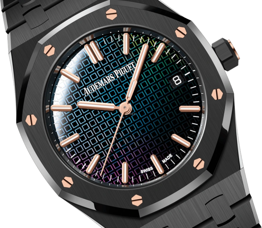 Audemars Piguet,Royal Oak 34mm,34mm,Ceramic,Rose,Rainbow,Mirror,Automatic,Day,50hours,77350CE,77350CE.OO.1266CE.02.A