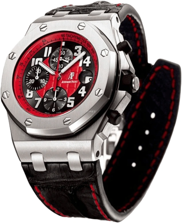 Audemars Piguet,Royal Oak Offshore 42mm,42mm,Stainless Steel,Red,Automatic,Chronograph,Day,26195ST,26195ST.OO.D101CR.01