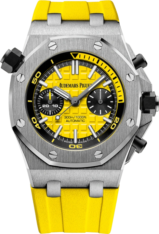 Audemars Piguet,Royal Oak Offshore 42mm,42mm,Stainless Steel,Yellow,Automatic,Chronograph,50hours,26703ST,26703ST.OO.A051CA.01