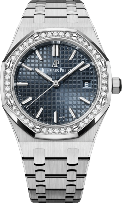 Audemars Piguet,Royal Oak 34mm,34mm,Stainless Steel,Blue,Automatic,Day,50hours,77351ST,77351ST.ZZ.1261ST.01