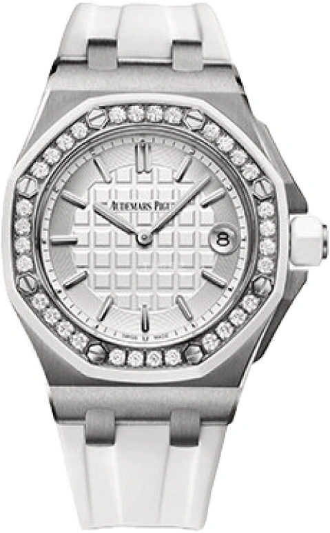 Audemars Piguet,Royal Oak Offshore 37mm,37mm,Rubber,Stainless Steel,White,Silver,Quartz,Day,In-house Caliber,67540SK,67540SK.ZZ.D010CA.01