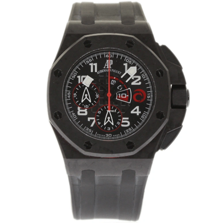 Audemars Piguet,Royal Oak Offshore 44mm,44mm,Titanium,Carbon,Stainless Steel,Black,Automatic,Chronograph,Power Reserve Indicator,26062,26062.FS.OO.A002.CA.01