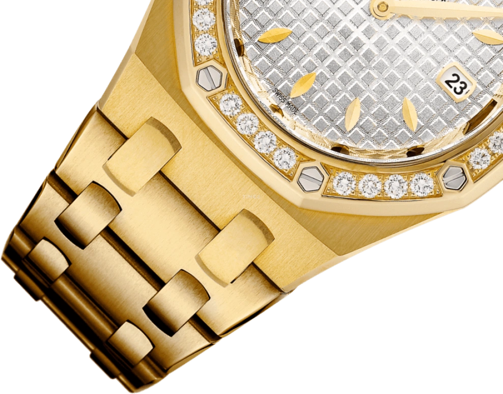 Audemars Piguet,Royal Oak 33mm,33mm,Yellow Gold,Silver,White,Quartz,Day,In-house Caliber,67601BA,67601BA.ZZ.1230BA.01