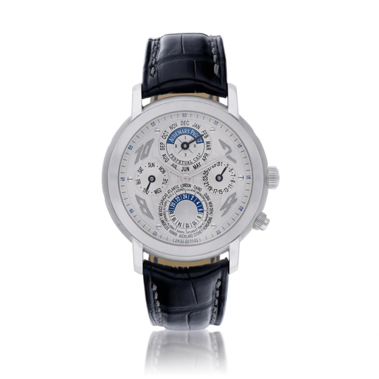 Audemars Piguet,Jules Audemars 39mm,39mm,Platinum,Silver White,Automatic,Perpetual Calendar,Leap Year,Month,Date,Sapphire,Crystal Glass,Round,25919PT,25919PT.OO.D002CR.01