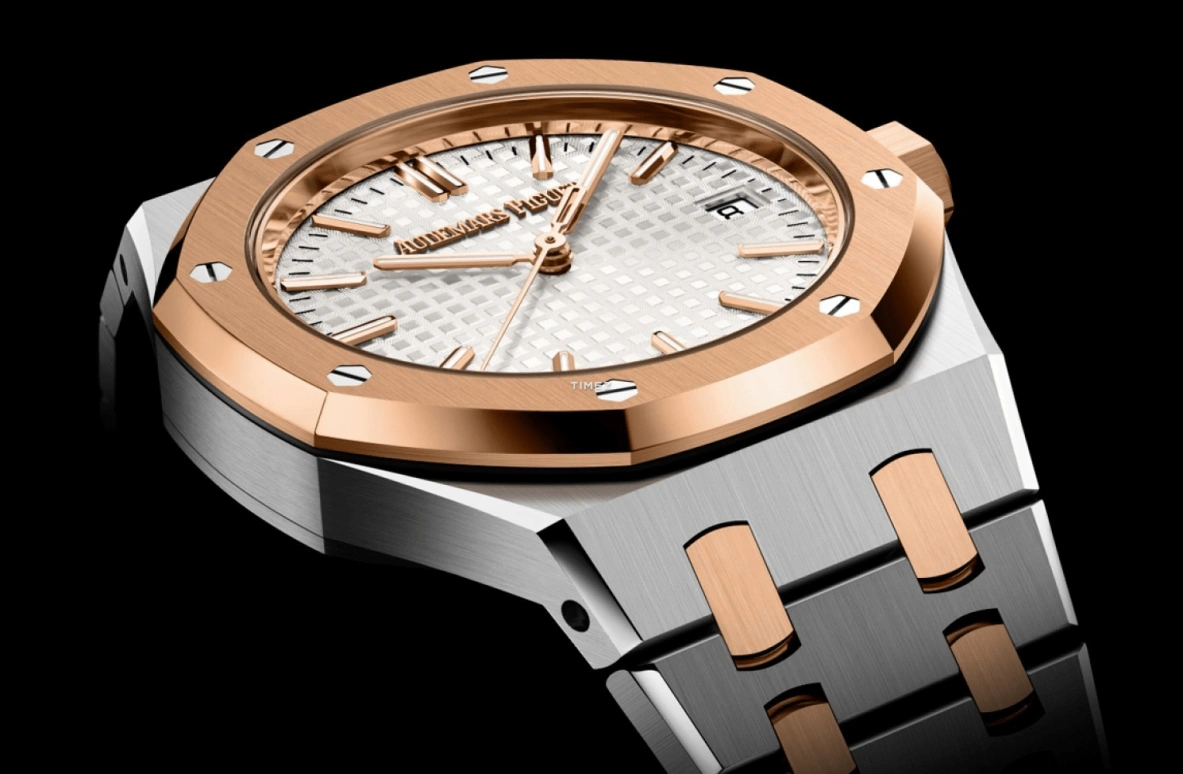 Audemars Piguet,Royal Oak 37mm,37mm,Stainless Steel,Rose Gold,Silver,White,Automatic,Day,60hours,15550SR,15550SR.OO.1356SR.02
