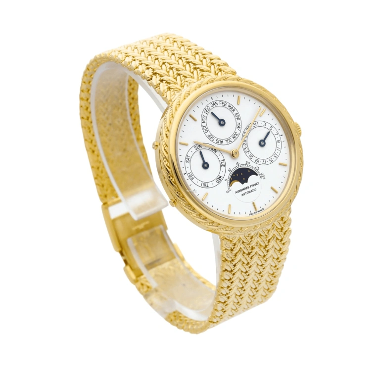 Audemars Piguet,Other 36mm,36mm,Yellow Gold,White,Automatic,Moonphase,Perpetual Calendar,Month,Date,Sapphire,Crystal Glass,Round,5548BA