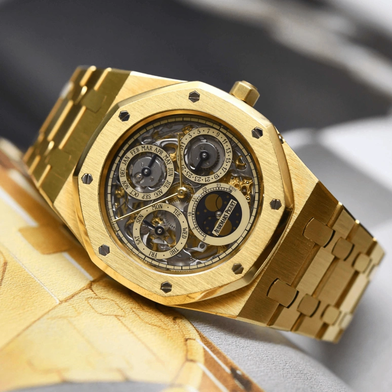 Audemars Piguet,Royal Oak 39mm,39mm,Yellow Gold,Skeleton,Automatic,Moonphase,Perpetual Calendar,Month,Date,Sapphire,Octagon,Pharrell Williams,25636BA,25636BA.OO.0944BA.01