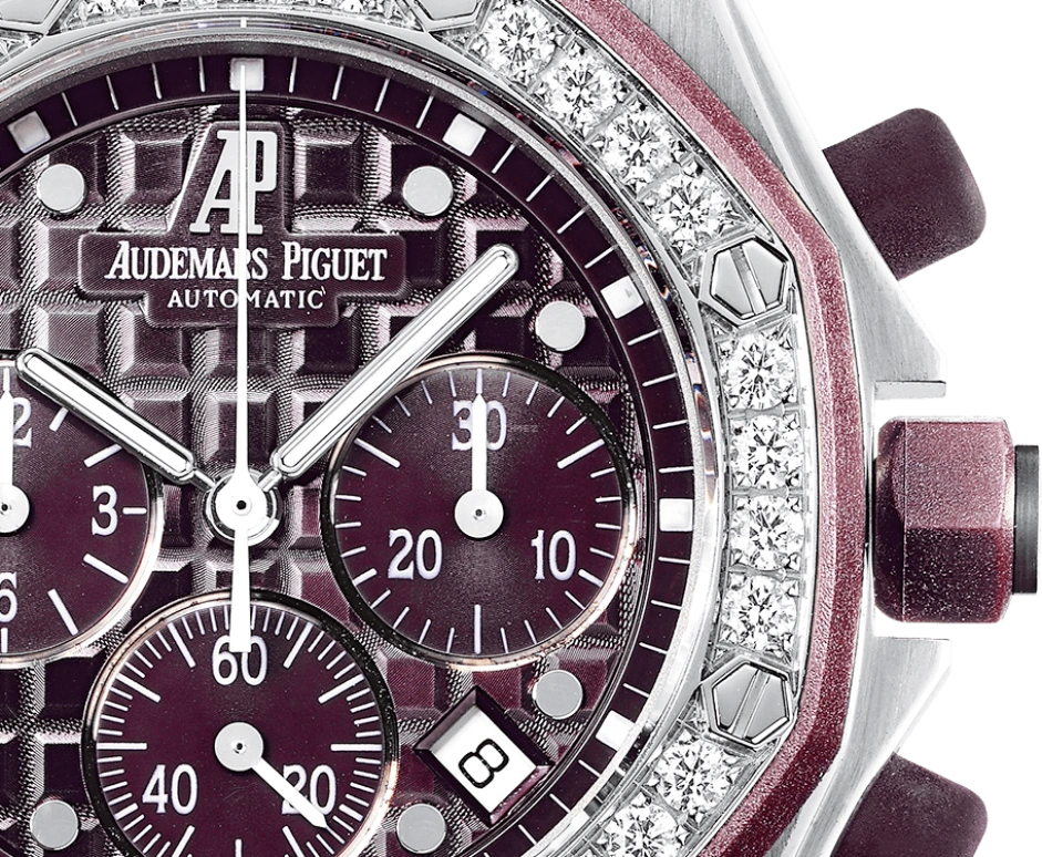 Audemars Piguet,Royal Oak Offshore 37mm,37mm,Rubber,Stainless Steel,Purple,Automatic,Chronograph,Day,26048SK,26048SK.ZZ.D066CA.01