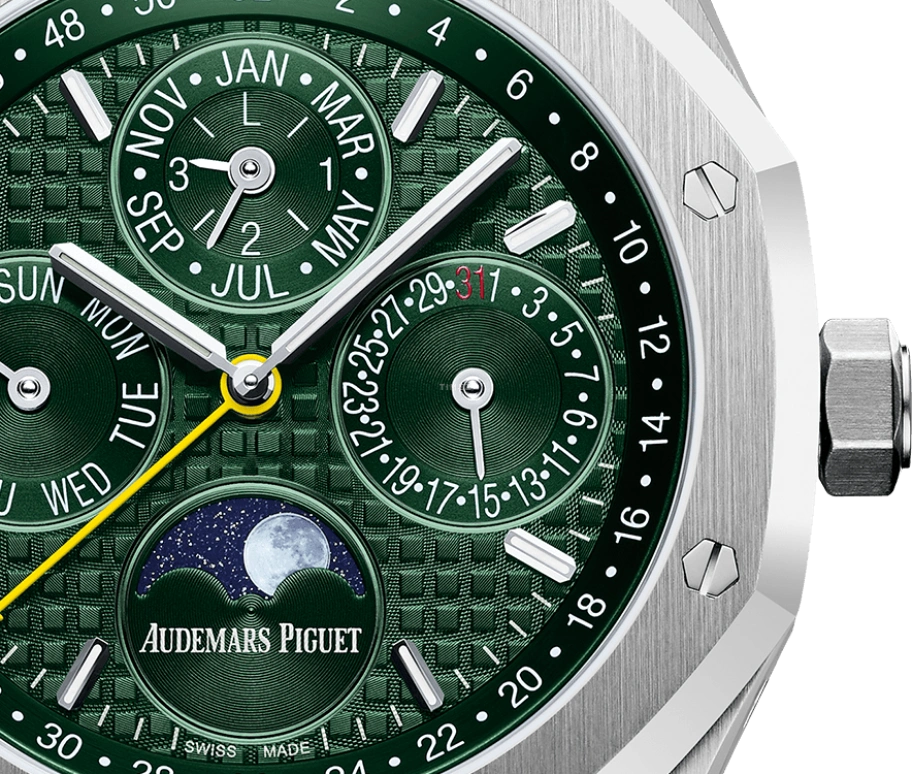 Audemars Piguet,Royal Oak 41mm,41mm,Stainless Steel,Green,Automatic,Moonphase,Perpetual Calendar,Leap Year,Month,40hours,In-house Caliber,26606ST,26606ST.OO.1220ST.01