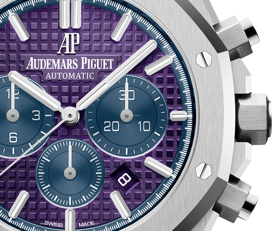 Audemars Piguet,Royal Oak 41mm,41mm,Platinum,Purple Red,Blue,Purple,Automatic,Chronograph,Day,26338PT,26338PT.OO.1220PT.01