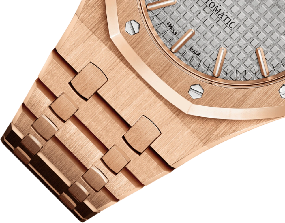 Audemars Piguet,Royal Oak 37mm,37mm,Pink Gold,Grey,Automatic,Day,60hours,15450OR,15450OR.OO.1256OR.01