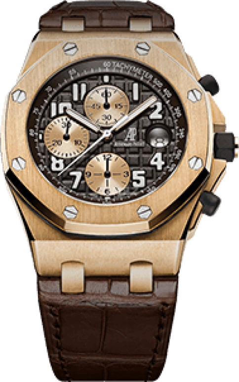 Audemars Piguet,Royal Oak Offshore 42mm,42mm,Yellow Gold,Brown,Automatic,Chronograph,Day,26007BA,26007BA.OO.D088CR.01