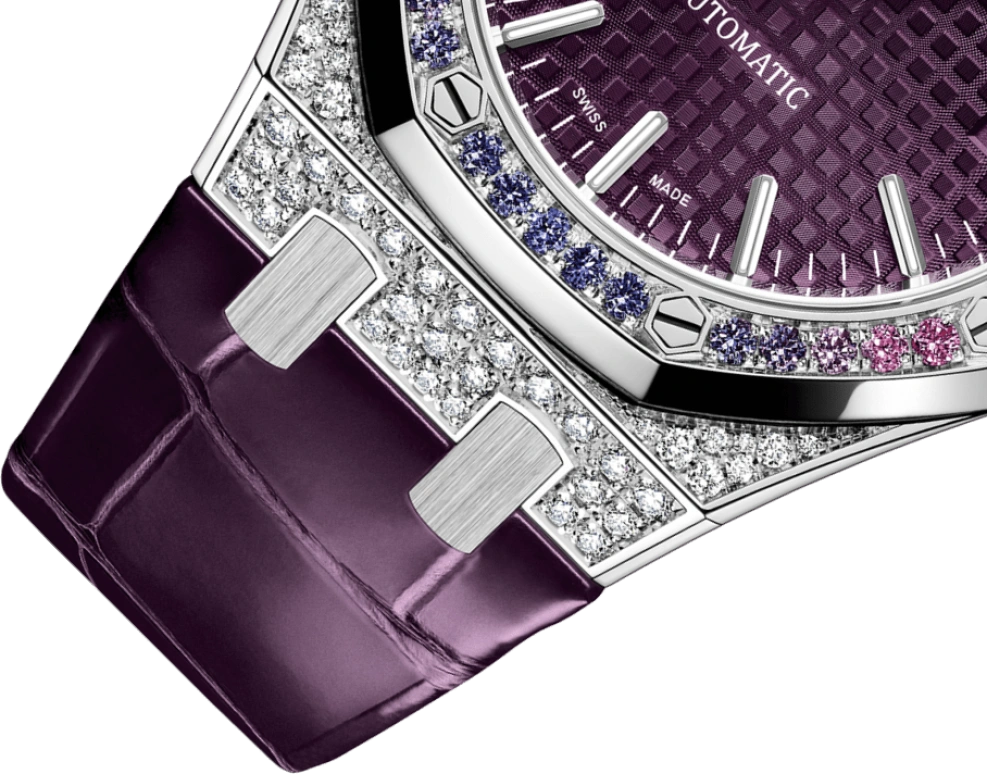 Audemars Piguet,Royal Oak 37mm,37mm,White Gold,Purple,Automatic,Day,60hours,15452BC,15452BC.ZY.D600CR.01