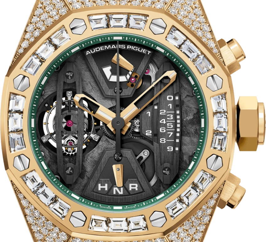 Audemars Piguet,Royal Oak Concept 44mm,44mm,Yellow Gold,Skeleton,Black,Handwound,Chronograph,Power Reserve Indicator,Tourbillon,Function Selector,237hours,In-house Caliber,26225BA,26225BA.ZZ.D400CR.01