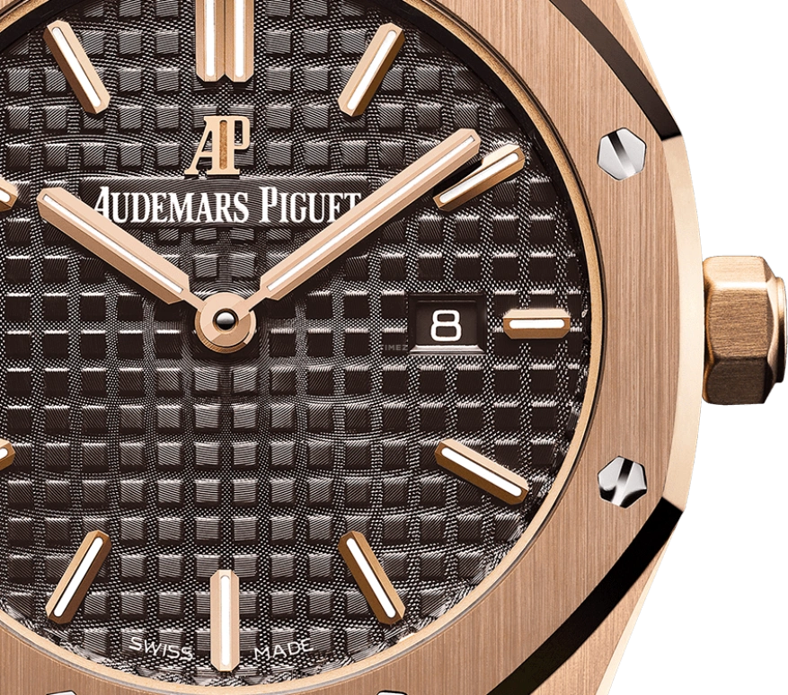 Audemars Piguet,Royal Oak 33mm,33mm,Pink Gold,Brown,Quartz,Day,In-house Caliber,67650OR,67650OR.OO.1261OR.01
