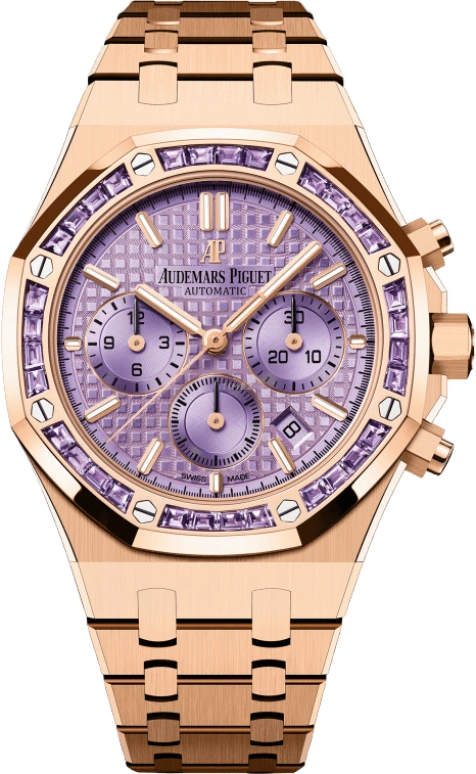 Audemars Piguet,Royal Oak 38mm,38mm,Pink Gold,Purple,Automatic,Chronograph,Day,Jacques Bermon Webster II,sfera ebbasta,Travis Scott,La Flame,26319OR,26319OR.AY.1256OR.01