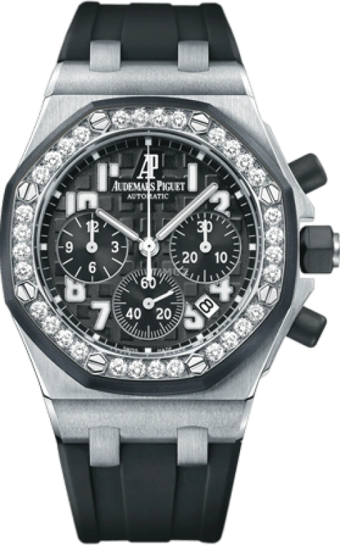 Audemars Piguet,Royal Oak Offshore 37mm,37mm,Rubber,Stainless Steel,Black,Automatic,Chronograph,Day,26048SK,26048SK.ZZ.D002CA.01
