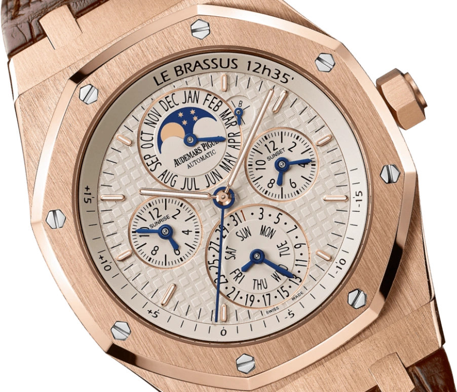 Audemars Piguet,Royal Oak 42mm,42mm,Pink Gold,Silver,White,Automatic,Moonphase,Perpetual Calendar,Annual Calendar,Month,40hours,In-house Caliber,26603OR,26603OR.OO.D092CR.01