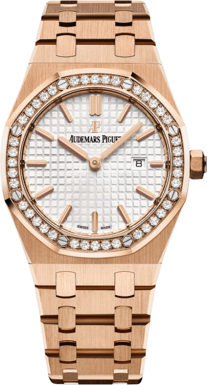 Audemars Piguet,Royal Oak 33mm,33mm,Pink Gold,Silver,White,Silver White,Quartz,Day,In-house Caliber,67651OR,67651OR.ZZ.1261OR.01
