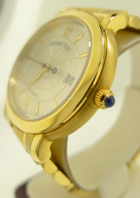 Audemars Piguet,Millenary 38.50mm,38.50mm,Yellow Gold,White,Automatic,Day,Sapphire,Crystal Glass,15051BA,15051BA.OO.1136BA.01